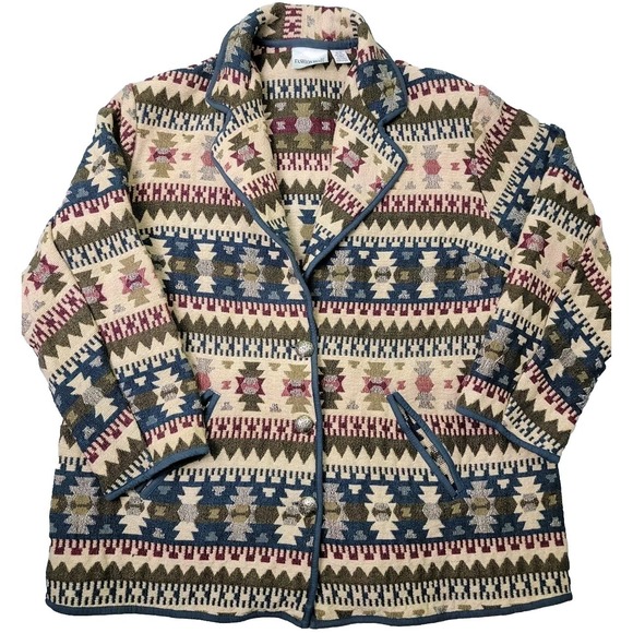 Fashion Bug Jackets & Blazers - Vintage Fashion Bug Womens  Jacket  Tapestry Size 18/20  Aztec Southwestern Coat